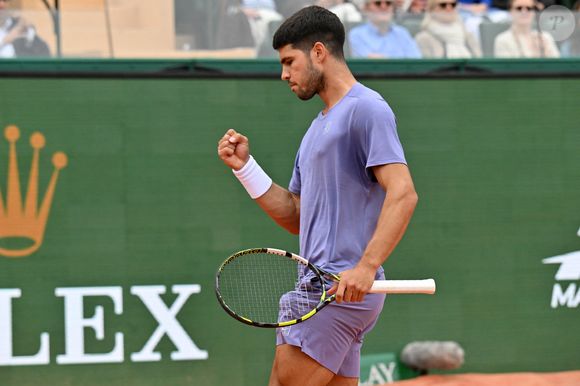 Carlos Alcaraz durant la finale de la 118e édition du Rolex Monte-Carlo Masters, au Monte-Carlo Country Club à Roquebrune Cap Martin, le 13 avril 2025.
L'espagnol Carlos Alcaraz a battu l'italien Lorenzo Musetti 3-6 / 6-1 / 6-0. © Bruno Bebert/Bestimage