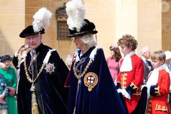 Le roi Charles III d'Angleterre et Camilla Parker Bowles, reine consort d'Angleterre - Service de l'Ordre de la Jarretière au Château de Windsor, Royaume Uni, le 17 juin 2024. © Kirsty Wigglesworth/WPA-Pool/Bestimage