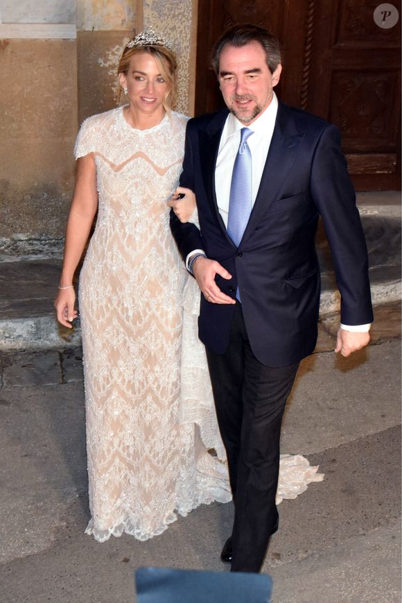 Mariage du prince Nikolaos de Grèce et Chrysi Vardinogiannis durant leur mariage à l'église Saint Nicholas Ravagas à Athènes le 7 février 2025. Backgrid UK/ Bestimage