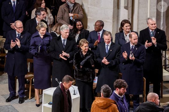 Le prince Albert II de Monaco, La reine Mathilde de Belgique, Le roi Philippe de Belgique La grande-duchesse Maria Teresa de Luxembourg, Le prince William, prince de Galles, Cérémonie de réouverture de la cathédrale Notre-Dame de Paris, le 7 décembre 2024. Joyau de l’art gothique, lieu de culte et de culture, symbole universel de la France et de son histoire, la cathédrale de Notre-Dame de Paris rouvre ses portes les 7 et 8 décembre, cinq ans après le terrible incendie qui l’avait ravagée le 15 avril 2019. 
© Dominique Jacovides / Bestimage