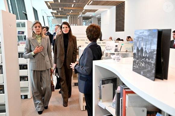 Le prince Albert II de Monaco, la princesse Caroline de Hanovre, Charlotte Casiraghi et Mélanie-Antoinette de Massy inaugurent la médiathèque Caroline à Monaco, le 10 décembre 2025. © Bruno Bebert / Bestimage
