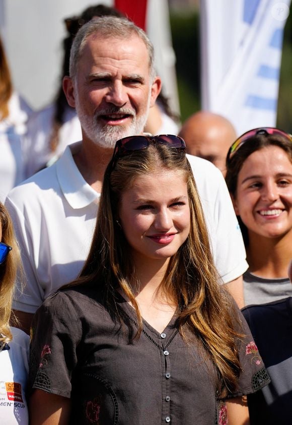 Le roi Felipe VI d'Espagne et sa fille la princesse Leonor assistent à la 43ème Coupe du Roi Mapfre à Palma de Majorque le 2 aout 2025. photo par LALO YASKY / BESTIMAGE