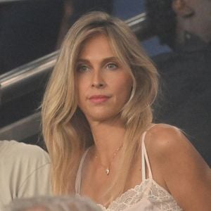 Ophelie Meunier en tribunes lors du match de championnat de Ligue 1 McDonald's opposant le Paris Saint-Germain (PSG) à AS Monaco (ASM) (1-2) au Parc des Princes à Paris, France, le 5 septembre 2026. © Christian Liewig/Bestimage