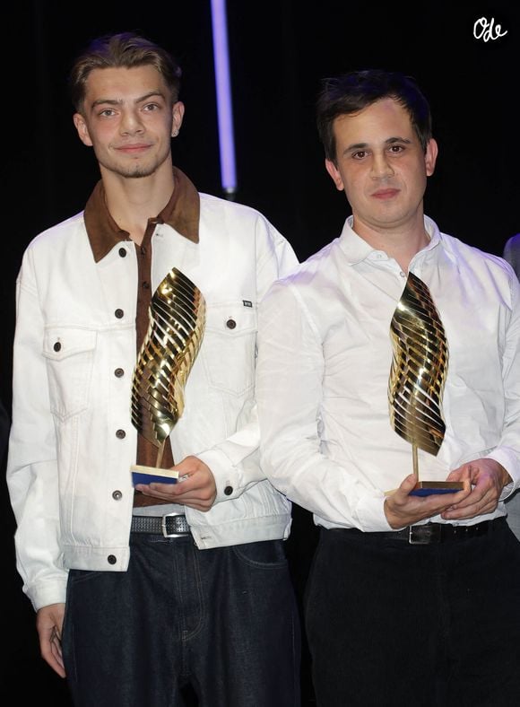 Diego Murgia ((Valois du meilleur acteur) et Julien Gaspar-Oliveri (Valois du meilleur réalisateur) lors de la cérémonie de clôture lors de la 19ème édition du festival du film francophone d'Angoulême, France, le 29 août 2026. © Coadic Guirec/Bestimage