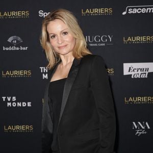 Audrey Crespo-Mara (a reçu un Laurier d'honneur pour son mari Thierry Ardisson) - Photocall de la 31ème cérémonie des Lauriers de l'audiovisuel au théâtre Marigny à Paris le 10 février 2026. © Coadic Guirec/Bestimage