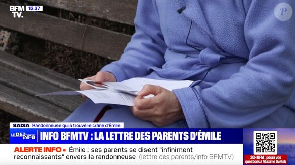 Sadia, la randonneuse qui a retrouvé les ossements du petit Emile non loin du Vernet, a accepté de se confier au micro de BFM TV - ce jeudi 20 mars 2025 (Capture d'écran).