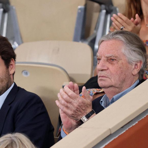 Patrice Duhamel et son fils Benjamin en tribune (jour 13) lors des Internationaux de France de Tennis de Roland Garros 2022 à Paris, France, le 3 juin 2022. © Dominique Jacovides/Bestimage