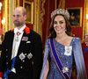 L'apparition de Kate Middleton au banquet organisé par son beau-père à Windsor a retenu l'attention de tous.

Les membres de la famille royale britannique (Le roi Charles III d'Angleterre et Camilla Parker Bowles, reine consort d'Angleterre, le prince William, prince de Galles, et Catherine (Kate) Middleton, princesse de Galles) lors du banquet d'Etat au château de Windsor en l'honneur de la visite officielle de Frank-Walter Steinmeier (Président fédéral de l'Allemagne) et sa femme Elke Büdenbender au Royaume-Uni. Windsor.
