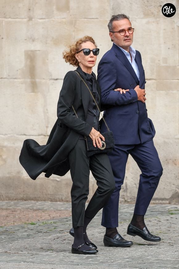 Marisa Berenson - Arrivées aux obsèques de Mathilde Favier en l'église Saint-Sulpice à Paris le 31 aout 2026. © Dominique Jacovides-Cyril Moreau/Bestimage