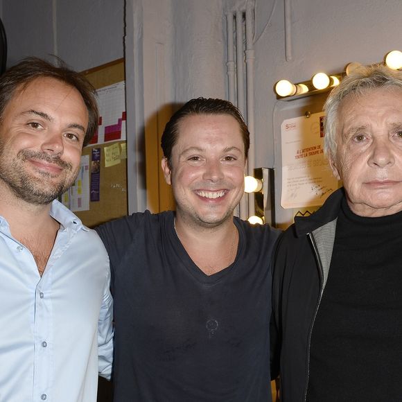 Michel Sardou et ses fils Romain et Davy - Michel Sardou assiste à la représentation de son fils Davy au Théâtre Rive-Gauche dans la pièce "Georges et Georges " à Paris le 2 septembre 2014. © COADIC GUIREC / BESTIMAGE