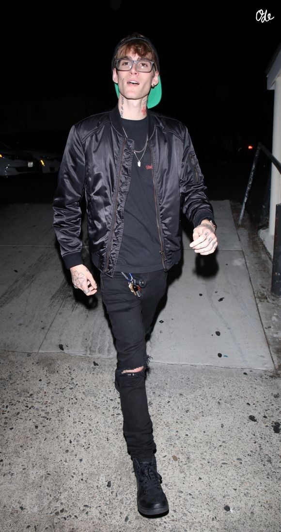 Presley Gerber à la sortie du nightclub Off Sunset à Los Angeles, Californie, Etazs-Unis, le 16 août 2022