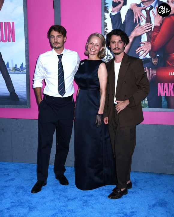 July 28, 2025, New York, Ny, United States: Brandon Thomas Lee, Pamela Anderson, and Dylan Jagger Lee attend the US Premiere of 'The Naked Gun' at SVA Theater in New York. July 28, 2025. (Credit Image: © Photo Image Press via ZUMA Press Wire)