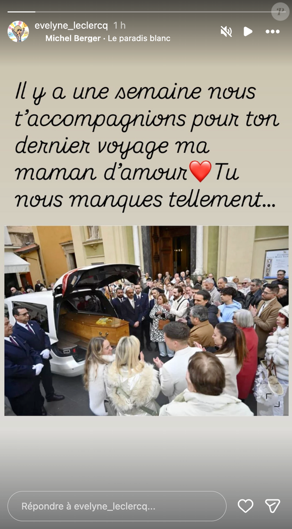 Capture d'écran du mardi 20 janvier 2026 de la story Instagram d'Evelyne Leclercq.
