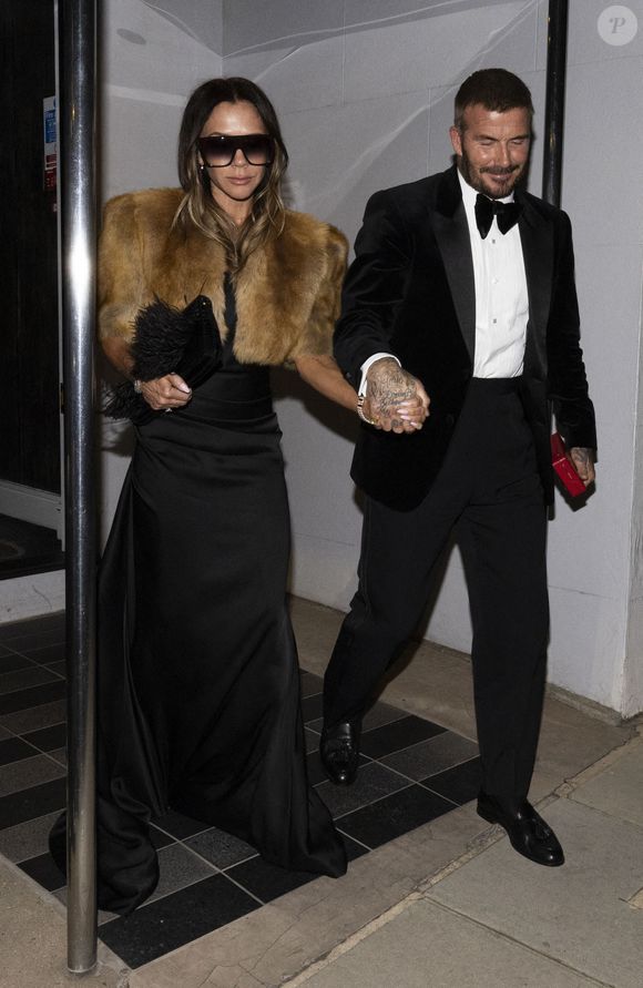 David et Victoria Beckham quittent le restaurant de Gordon Ramsay à Chelsea, Londres, Royaume-Uni, le 5 novembre 2025. Photo by Darren Fletcher/The Sun/News Licensing/ABACAPRESS.COM