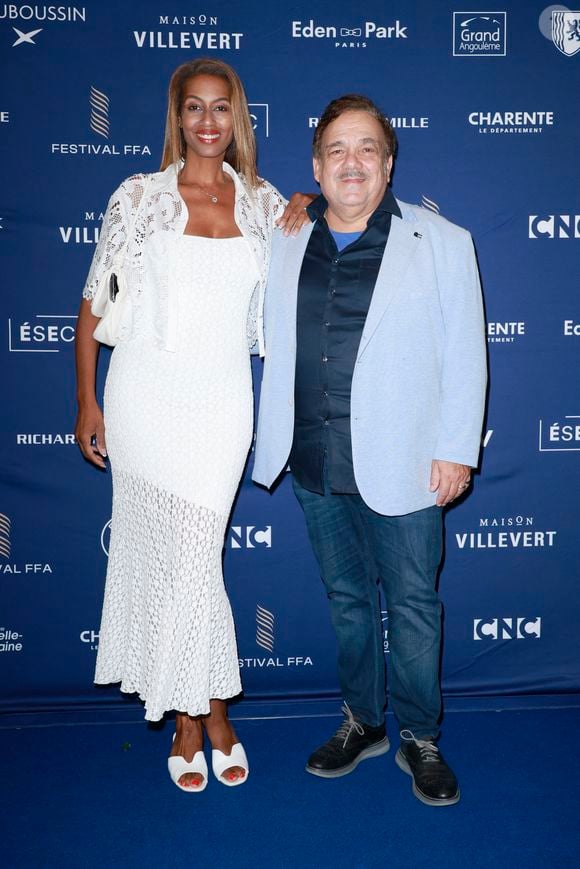 Marie-Setra Badini Duran, Didier Bourdon 
Cérémonie de remise des prix au théâtre d'Angoulême.
La 18ème édition du festival du Film Francophone d'Angoulême, samedi 30 août 2025.

© Christophe Aubert via Bestimage