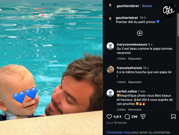 Gauthier Le Bret a notamment dévoilé un joli moment dans la piscine avec son « petit prince ».

Capture Instagram - eloisehlb