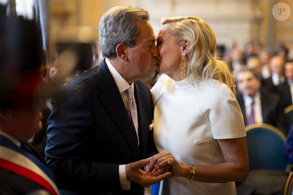 Georges Fenech et Amélie Leperre-Dimeglio - Mariage civil de Georges Fenech et Amélie Leperre-Dimeglio à la mairie du 16ème arrondissement de Paris le 31 janvier 2026.

© Pierre Perusseau / Bestimage
