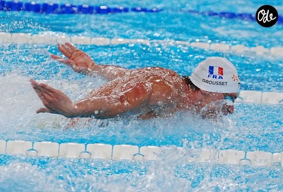 Maxime Grousset lors de la finale du relais mixte 4x100 mètres 4 nages des Championnats d'Europe de natation 2026 à Paris, le 11 août 2026.

© Laurent Lairys / PsnewZ / Bestimage