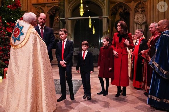 Le prince et la princesse de Galles et leurs enfants, le prince George, le prince Louis et la princesse Charlotte, arrivent pour le service de chants de Noël Together At à l'abbaye de Westminster à Londres, au Royaume-Uni, le 6 décembre 2024. Photo by Aaron Chown/PA Wire/ABACAPRESS.COM