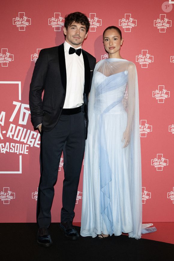 NO TABLOIDS, WEB AND PRINT, BILDZEITUNG OUT, BILD.DE OUT, NO DAILY MAIL, NO DAILY MAIL GROUP, NO VOICI, NO CLOSER - Alexandra Saint Mleux and Charles Leclerc attend the 76th Monaco Red Cross Gala, on July 12, 2025 in Monte-Carlo, Monaco. Photo by David NIVIERE/ABACAPRESS.COM