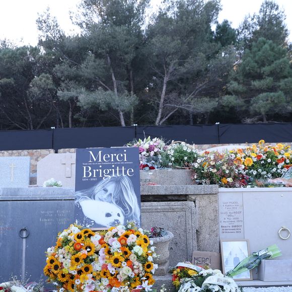 La famille et les amis proches lors de l'inhumation dans l'intimité de Brigitte Bardot dans le caveau familial du cimetière marin de Saint-Tropez, France, le 7 janvier 2026. © Bestimage