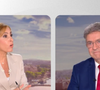 Léa Salamé face à Jean-Luc Mélenchon sur le plateau du JT de 20 heures de France 2. Le 8 septembre 2025.