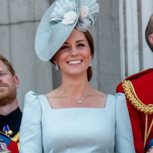 Catherine (Kate) Middleton, duchesse de Cambridge, et la princesse Charlotte de Cambridge - Les membres de la famille royale britannique lors du rassemblement militaire "Trooping the Colour" (le "salut aux couleurs"), célébrant l'anniversaire officiel du souverain britannique. Cette parade a lieu à Horse Guards Parade, chaque année au cours du deuxième samedi du mois de juin. Londres, le 9 juin 2018.