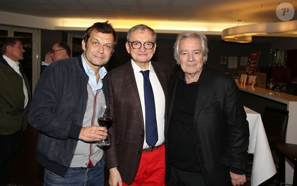 Laurent Mariotte, Jean-Luc Petitrenaud et Pierre Arditi - Lancement du livre de J-L Petitrenaud "Les quatre saisons d'Emile et Marcelle" au restaurant Lavinia à Paris le 5 novembre 2018. © Denis Guignebourg/Bestimage
