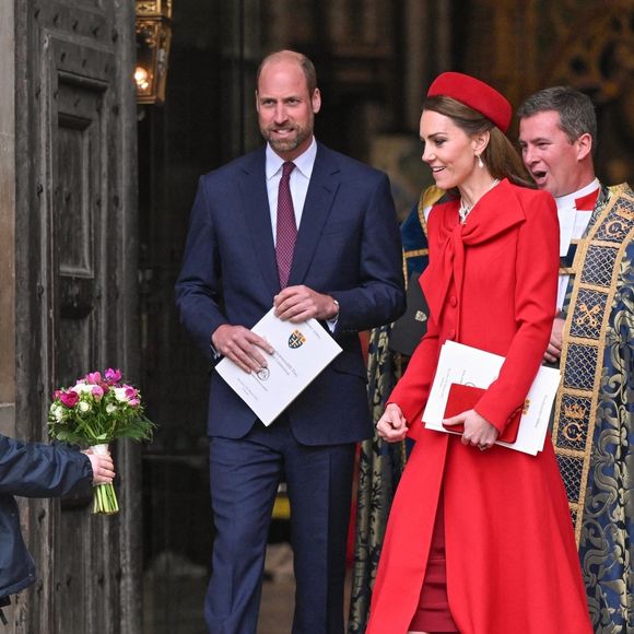 Le prince William, prince de Galles, et Catherine (Kate) Middleton, princesse de Galles, à la sortie de l'abbaye de Westminster lors du "Commonwealth Day 2025", le 10 mars 2025.
©Backgrid UK/ Bestimage
