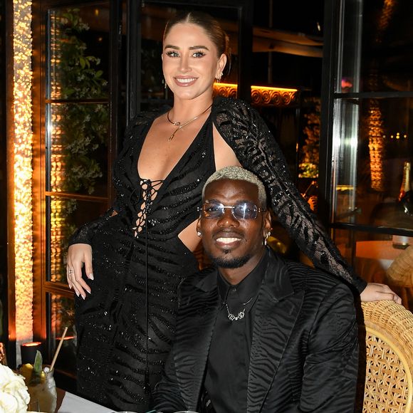 Paul Pogba et sa femme Zulay - Soirée Roberto Cavalli "Ray of Sea" à l'Annex Beach lors du 78ème Festival International du Film de Cannes le 18 mai 2025. © Lionel Urman/Bestimage