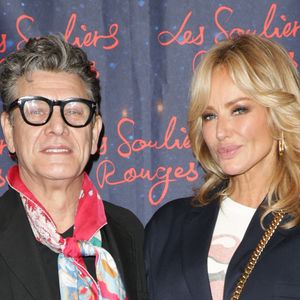 Exclusif - Marc Lavoine (co-producteur du spectacle) et sa compagne Adriana Karembeu lors de la générale du spectacle musical "Les Souliers Rouges" au Casino de Paris, le 24 janvier 2025. © Guirec Coadic/Bestimage