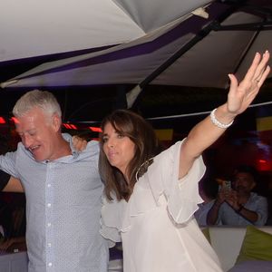 Didier Deschamps fête sa victoire avec sa femme Claude, Nagui et sa femme Mélanie Page et des amis à la Gioia et au VIP Room à Saint-Tropez, le 21 juillet 2018. © Rachid Bellak/Bestimage