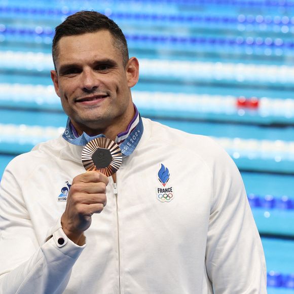 Le 2 août 2024, Paris, Ile-De-France, France : FLORENT MANAUDOU de France remporte la médaille de bronze sur l'épreuve individuelle du 50m Nage Libre lors des Jeux Olympiques de Paris2024 à Paris La Defense Arena à Paris, France (Credit Image : © Mickael Chavet/ZUMA Press Wire)