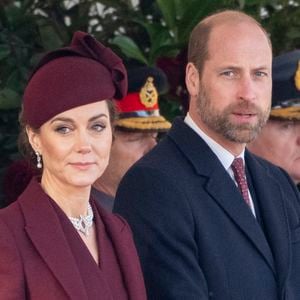 Le prince William, prince de Galles, et Catherine (Kate) Middleton, princesse de Galles, lors de la Cérémonie d'accueil pour la visite d'État de l'émir du Qatar à Londres, le 3 décembre 2024.