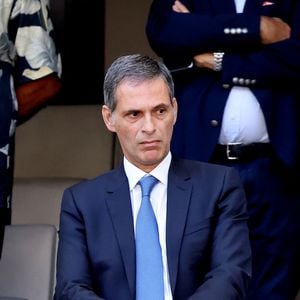 Rodolphe Saadé, Directeur général de Compagnie maritime d'affrètement - Compagnie générale maritime (CMA - CGM) - Le président de la République française E.Macron et la première dame B.Macron assistent à la messe donnée par le pape François au stade Vélodrome de Marseille, le 23 septembre 2023. Sa Sainteté le pape François est à Marseille pour la clôture des Rencontres Méditerranéennes (17 - 24 septembre 2023). 
© Dominique Jacovides / Bestimage
