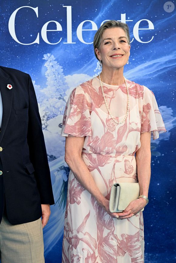 Le prince Albert II de Monaco, la princesse Caroline de Hanovre et Melanie De Massy guidés par la vice présidente du Garden Club Mme Cécilia Casiraghi ont inauguré le 57ème Concours International de Bouquets à Monaco, le 9 mai 2025.© Bruno Bebert/Bestimage