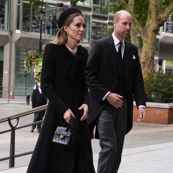 Le prince et la princesse de Galles arrivent à la messe de requiem pour la duchesse de Kent, à la cathédrale de Westminster, au centre de Londres, le 16 septembre 2025. © PA Photos/ABACA