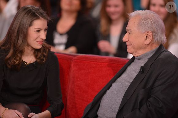 Michel Galabru et sa petite-fille Sophie Galabru lors de l'enregistrement de Vivement Dimanche le 27 février 2013 à Paris, France. Photo by Max Colin/ABACAPRESS.COM