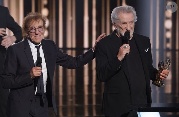 Eddy Mitchell et Alain Souchon  - Cérémonie de la 40ème édition des Victoires de la Musique à la Seine Musicale à Boulogne-Billancourt, France, le 14 février 2025. © Coadic Guirec/Bestimage