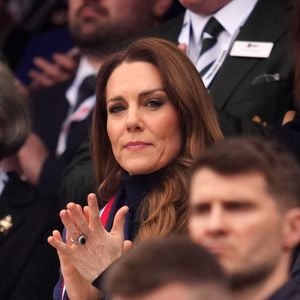 La princesse de Galles dans les tribunes avant le match des Six Nations Guinness au stade Allianz de Twickenham, à Londres. Date de la photo : samedi 21 février 2026. Photo : Adam Davy/PA Wire