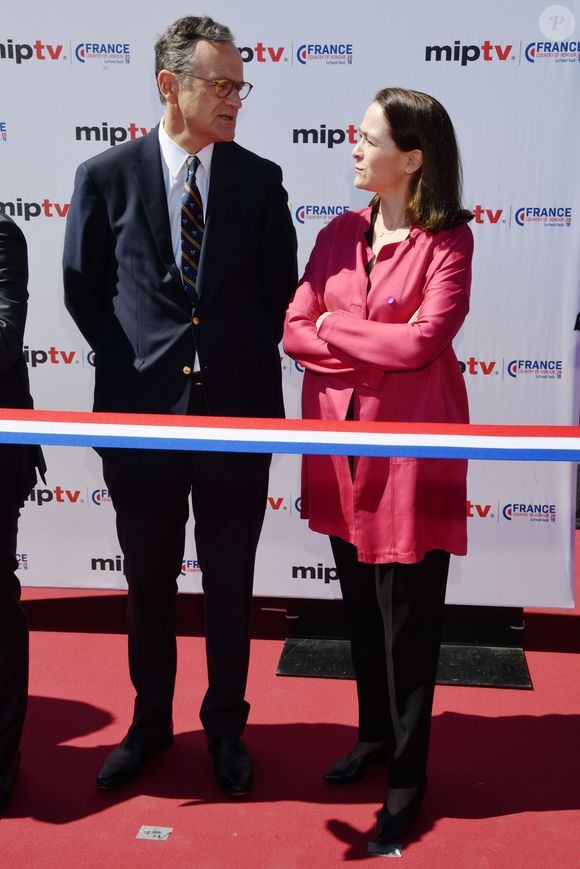 Roch Olivier Maistre, le président du CSA, et Delphine Ernotte Cunci, la présidente de France Télévisions - Inauguration du MIPTV en présence de professionnels et de personnalités politiques, le MIPTV est le marché international de référence pour le développement et la distribution de programmes. Cannes, le 8 avril 2019. ©Bruno Bebert / Bestimage