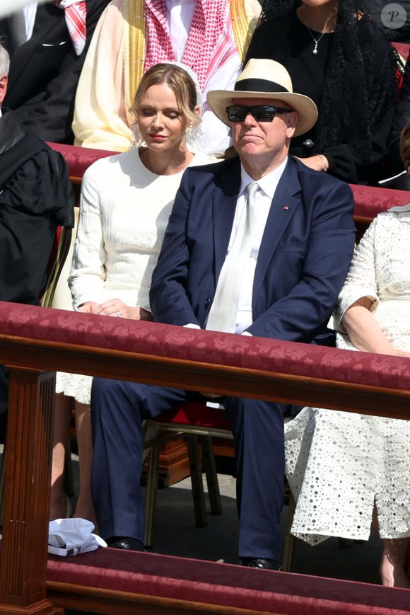 Rome, Italie, Italie : Rome, Rite d'intronisation du Pape Léon XIV (Pape Léon XIV) - cérémonie d'installation et début de pontificat, Sur la photo : Le prince Albert II de Monaco et la princesse Charlène de Monaco © Zuma Press / Bestimage