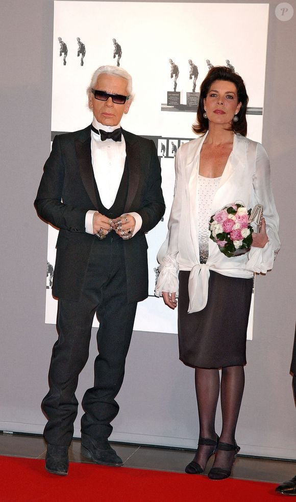 La Princesse Caroline de Monaco et le créateur allemand de Chanel Karl Lagerfeld assistent aux Nijinski Awards 2004 au Grimaldi Forum, Monte Carlo à Monaco le 18 décembre 2004. Photo par Bruno Klein/ABACA.