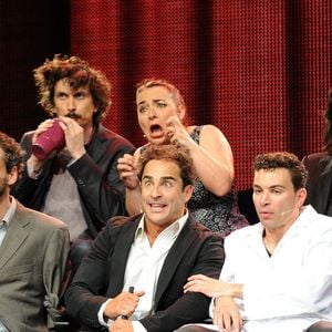 Arnaud Tsamere, Les Kicekafessa, Jeremy Ferrari, Arnaud Cosson, Florent Peyre et Lamine Lezghad se produisent en direct lors du spectacle 'On n'demande qu'a en rire' au Casino de Paris, France le 6 juin 2012. Photo ABACAPRESS.COM