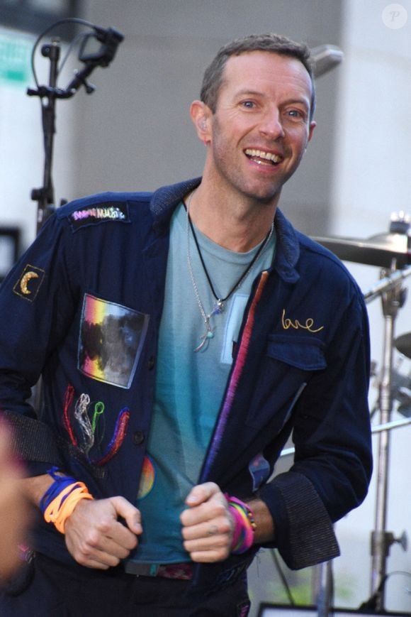 Chris Martin et son groupe Coldplay se produisent lors du concert de l'émission "Today Show" (NBC) à New York, le 8 octobre 2024.