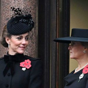 Catherine Kate Middleton, princesse de Galles et Sophie Rhys-Jones duchesse d'Edimbourg  - La famille royale honore les disparus des deux guerres mondiales lors de la cérémonie Remembrance Sunday ( Dimanche du souvenir ) au Cénotaphe à Londres - Photo  ©Alpha Press 073074 10/11/2024