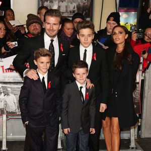David Beckham, Brooklyn Beckham, Cruz Beckham, Romeo Beckham, Victoria Beckham - Premiere du film "The Class of 92" un documentaire retracant l'ascension de la "classe 1992" qui a permis a Manchester United de renouer avec son glorieux passé, a Londres, le 1er decembre 2013.