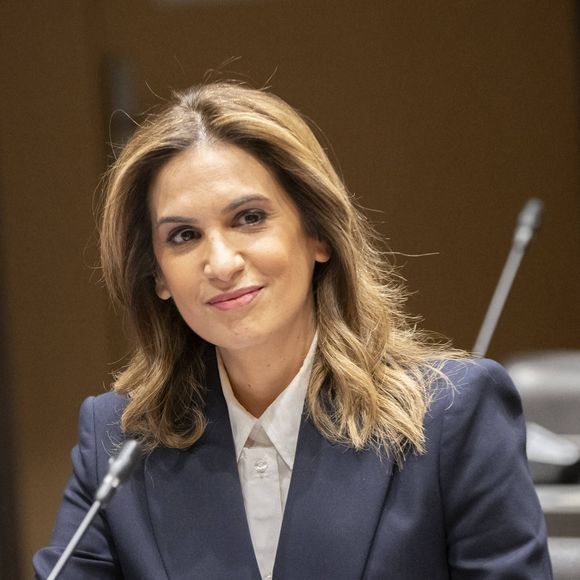 CNews La journaliste Sonia Mabrouk devant la commission d'enquête parlementaire sur les procédures d'attribution des autorisations des services nationaux de télévision à l'Assemblée nationale à Paris, le 29 février 2024. Photo by Eliot Blondet / ABACAPRESS.COM