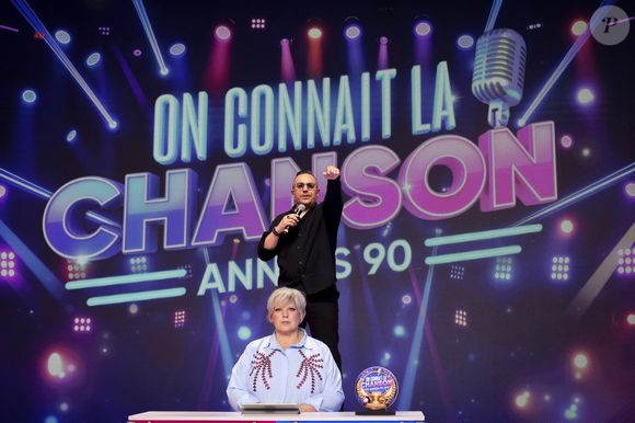 Exclusif - Laurence Boccolini, lors de l'enregistrement de l'émission "On Connait La Chanson Années 90", présentée par L.Boccolini et diffusée le 19 mai 2026 sur W9, à Paris, France, le 8 avril 2026. © Jack Tribeca/Bestimage