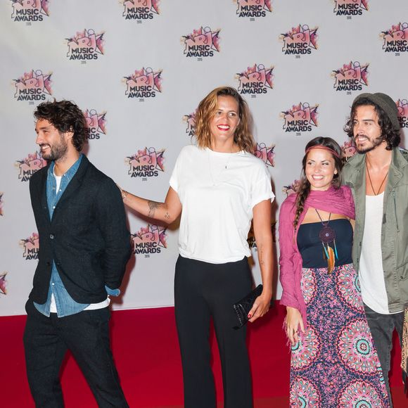 Laure Manaudou, Jeremy Frerot et Flo Delavega de Frero Delavega arrivant à la 17e cérémonie des NRJ Music Awards qui s'est tenue au Palais des Festivals à Cannes, France, le 7 novembre 2015. Photo par Nicolas Genin/ABACAPRESS.COM